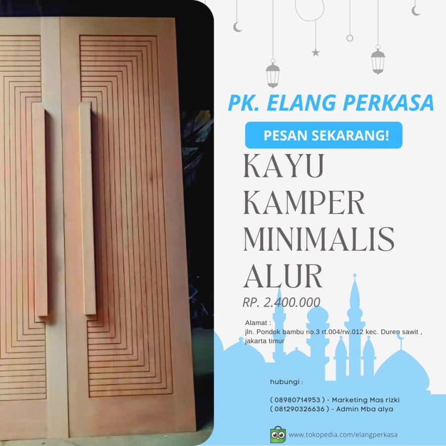 PINTU MINIMALIS KAYU KAMPER Uk.90 x 120